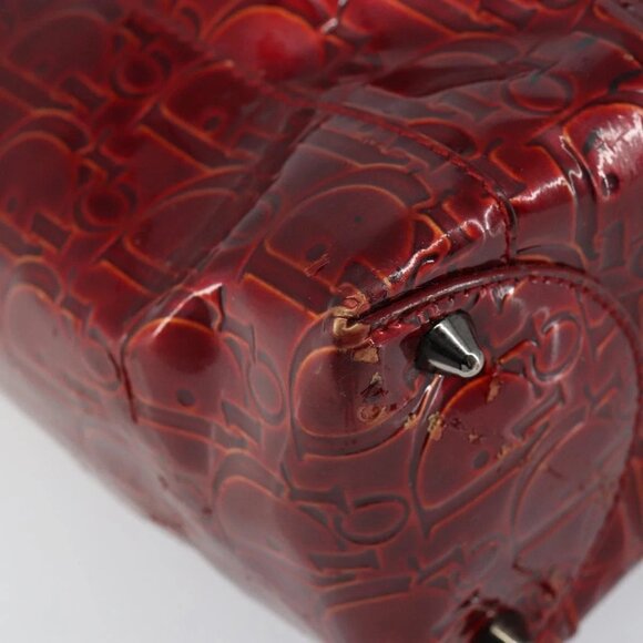 Christian Dior Trotter Canvas Maris Pearl Bag Patent leather Red Auth bs29834 - Picture 3 of 16